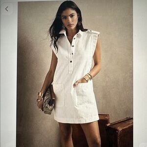 Banana Republic White Denim Collared Dress